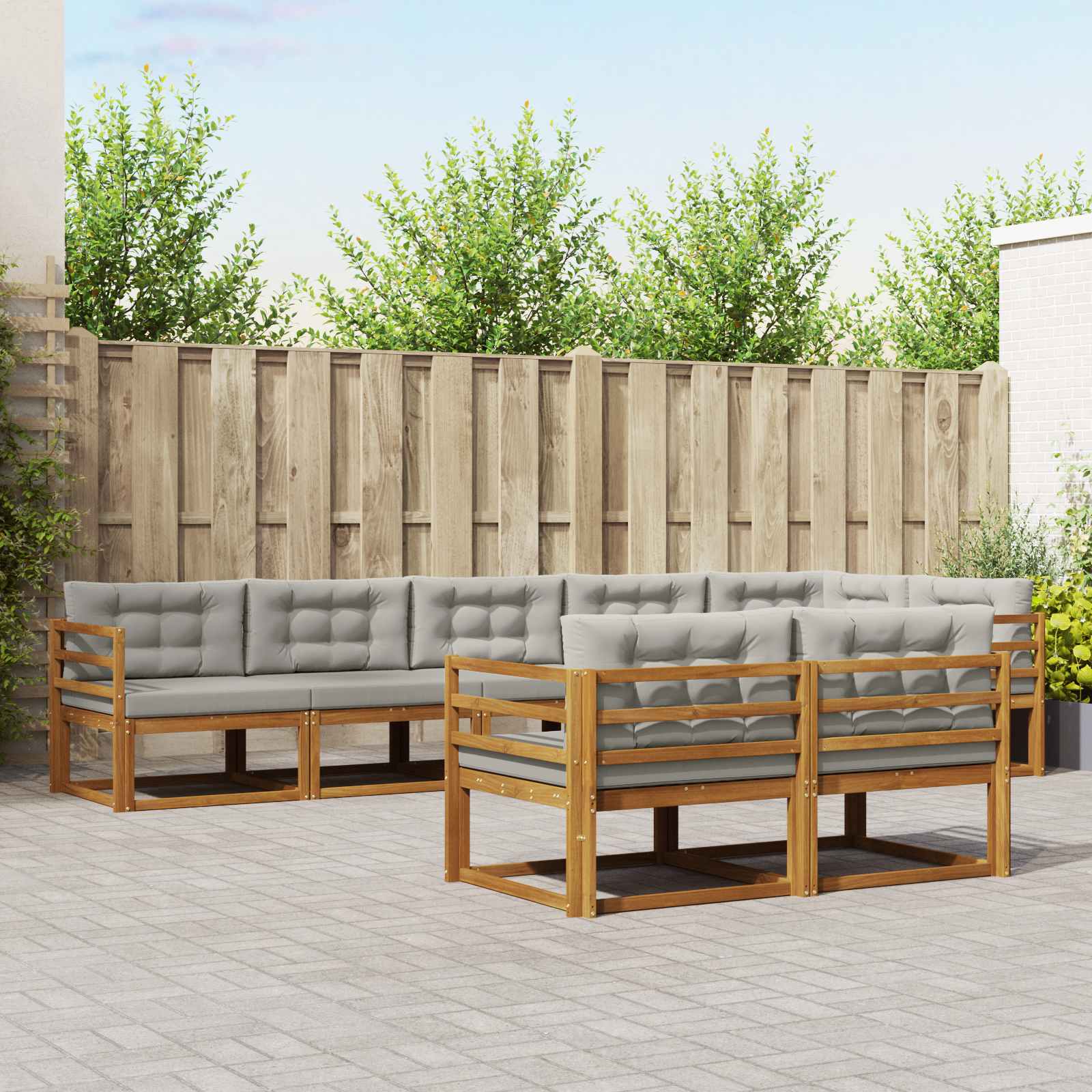 Set vanjskih sofa 8 kom. Prirodna i svjetlosiva