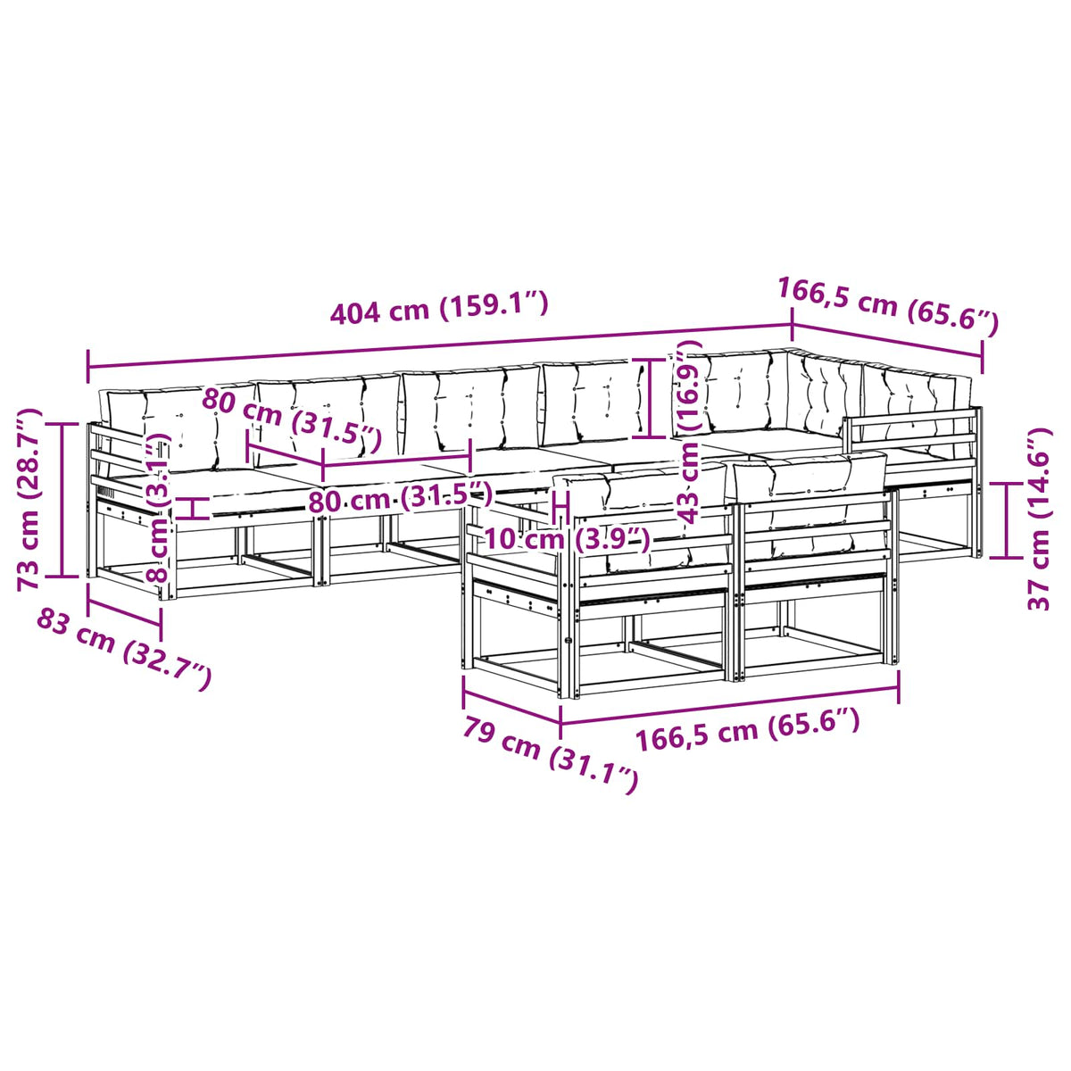 Set vanjskih sofa 8 kom. Prirodna i svjetlosiva