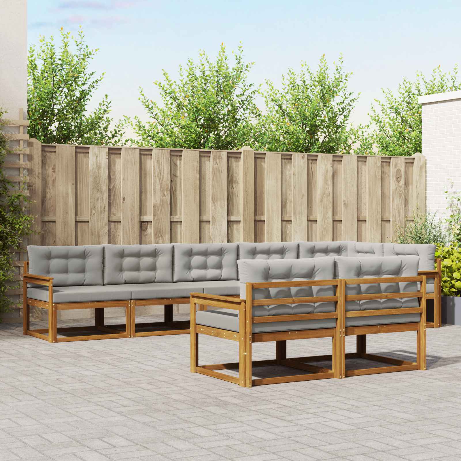 Set vanjskih sofa 8 kom. Prirodna i svjetlosiva
