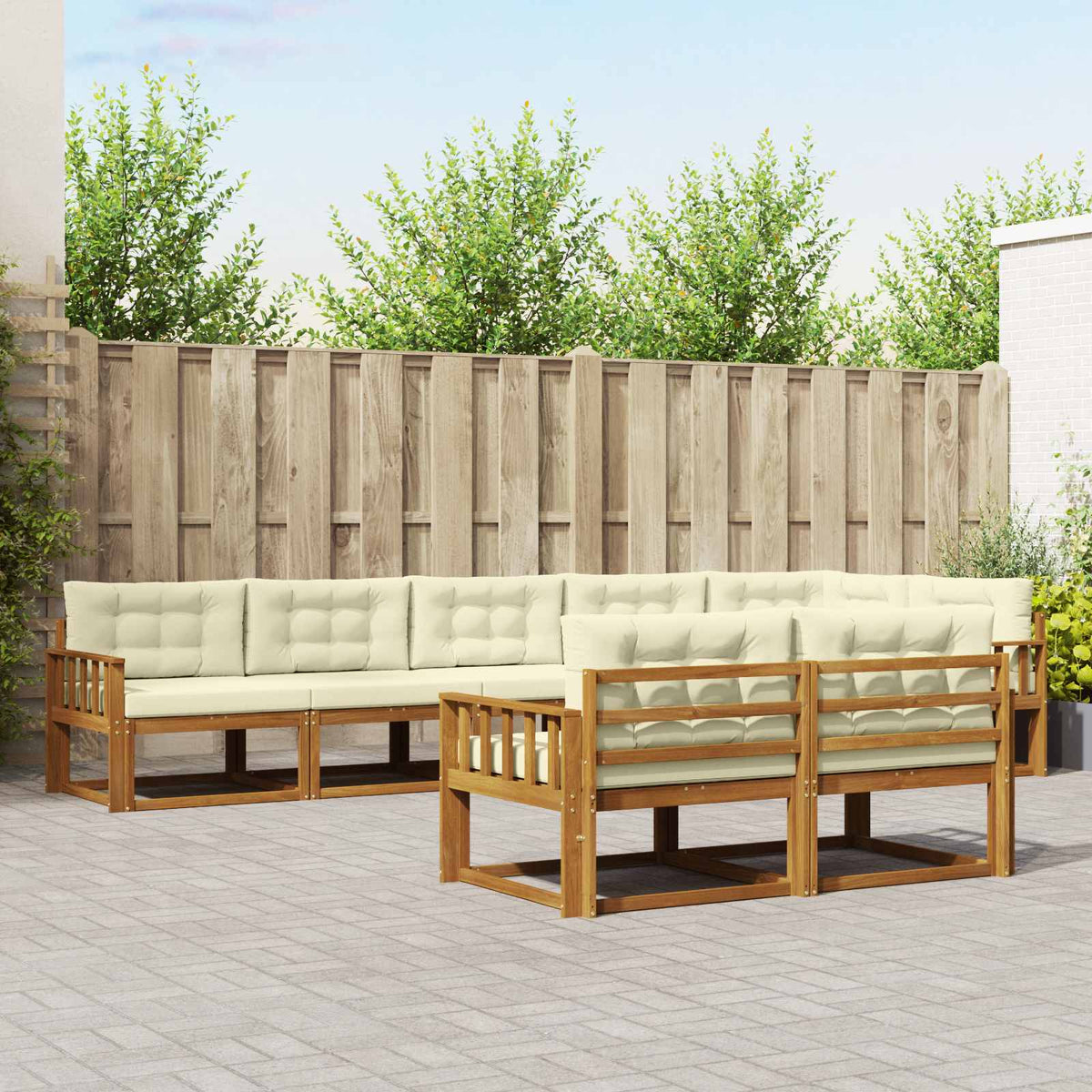 Set vanjskih sofa s jastukom 8 pcs Prirodna i krem