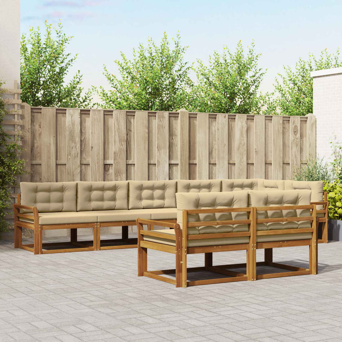 Set vanjskih sofa 8 kom. Prirodna i bež