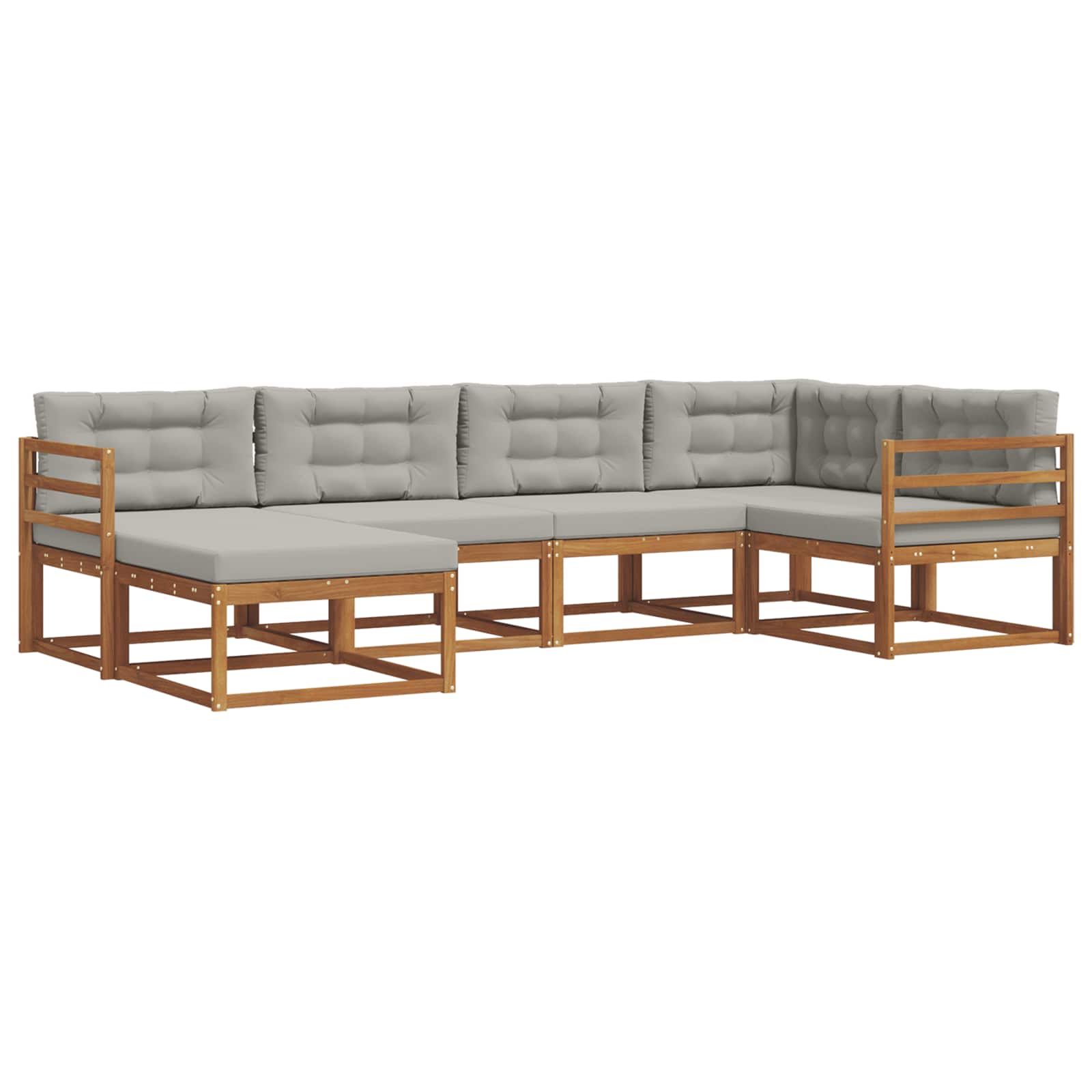 Set vanjskih sofa s jastukom 6 pcs Prirodna i svjetlosiva