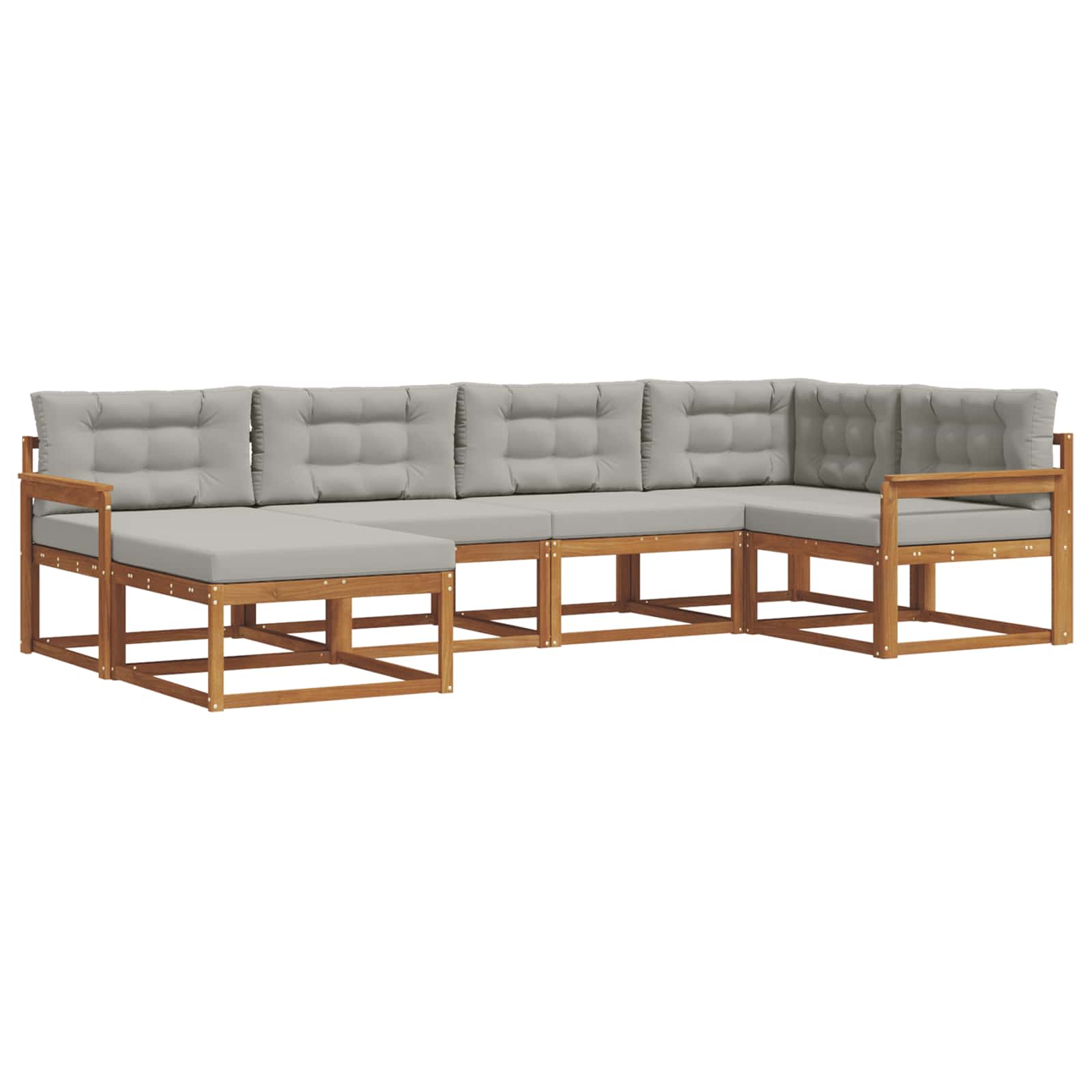 Set vanjskih sofa s jastukom 6 pcs Prirodna i svjetlosiva
