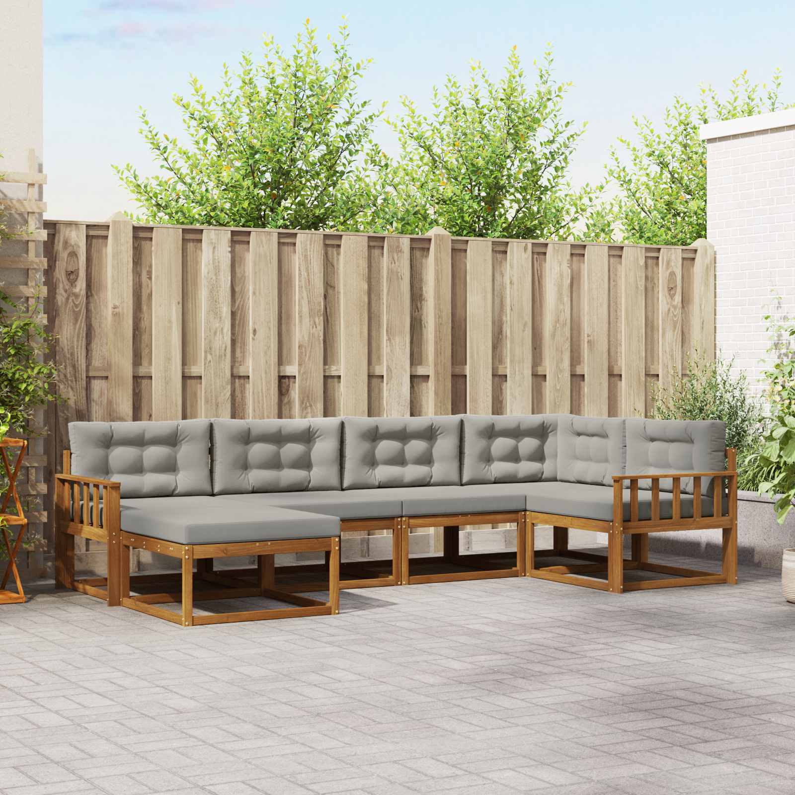 Set vanjskih sofa s jastukom 6 pcs Prirodna i svjetlosiva