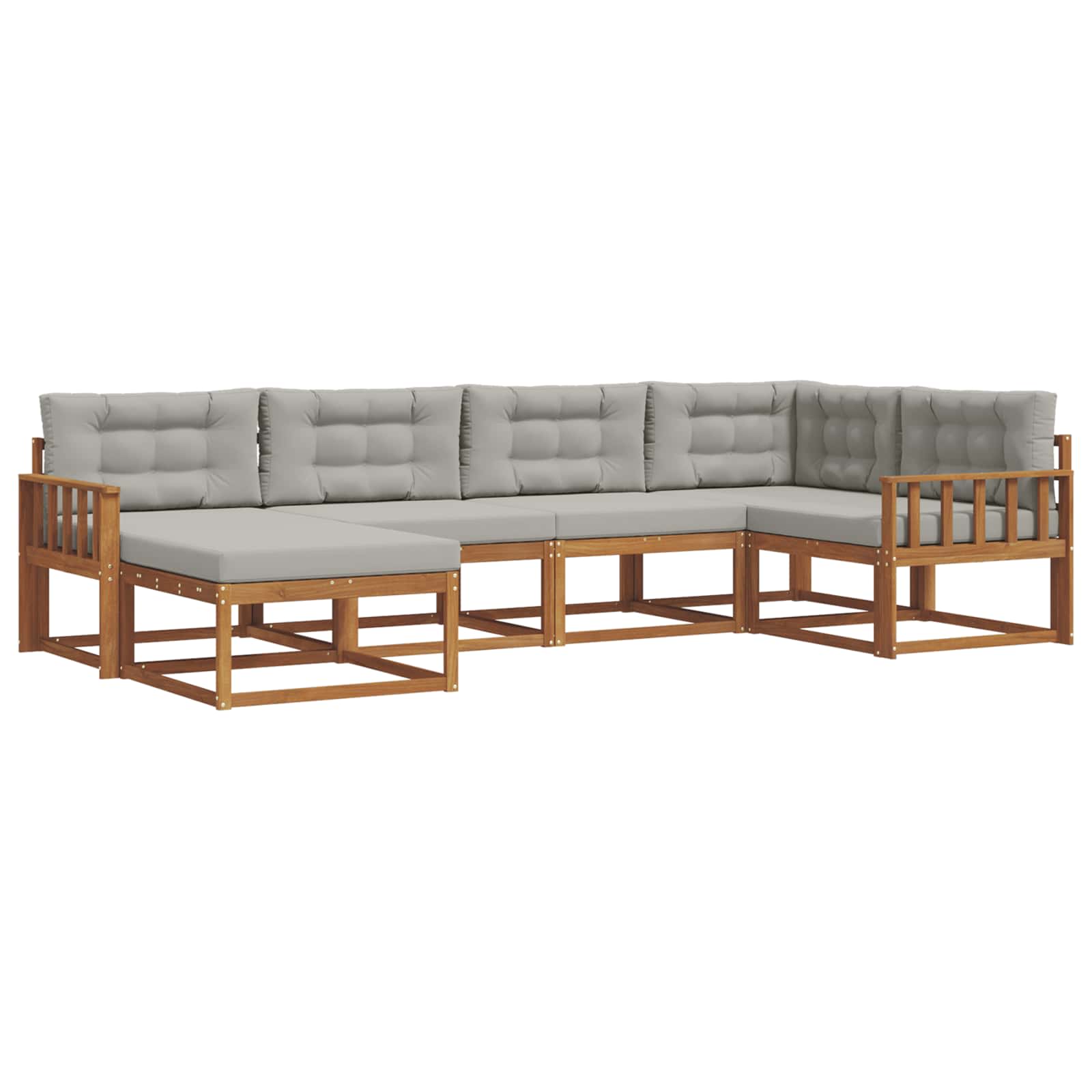 Set vanjskih sofa s jastukom 6 pcs Prirodna i svjetlosiva