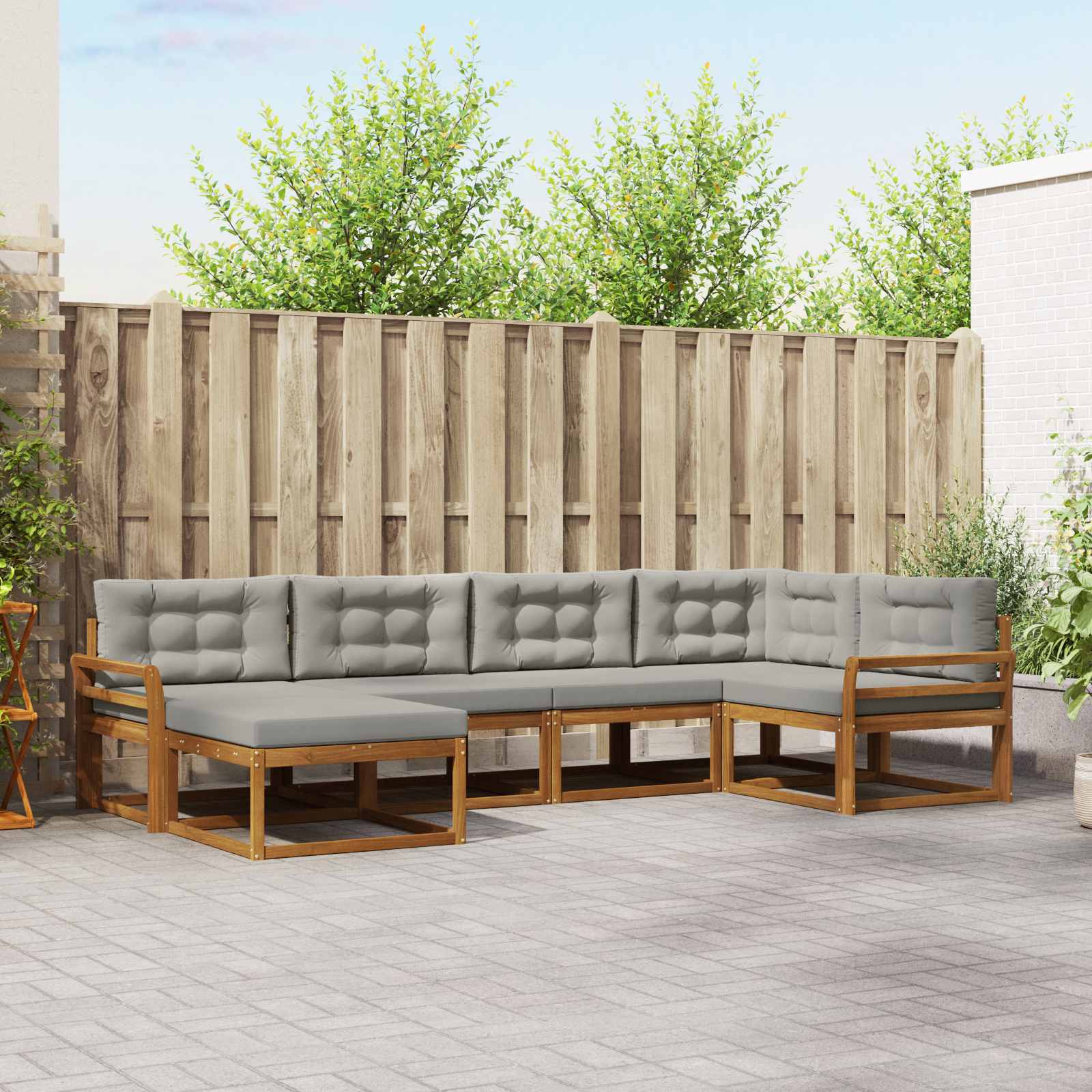 Set vanjskih sofa s jastukom 6 pcs Prirodna i svjetlosiva