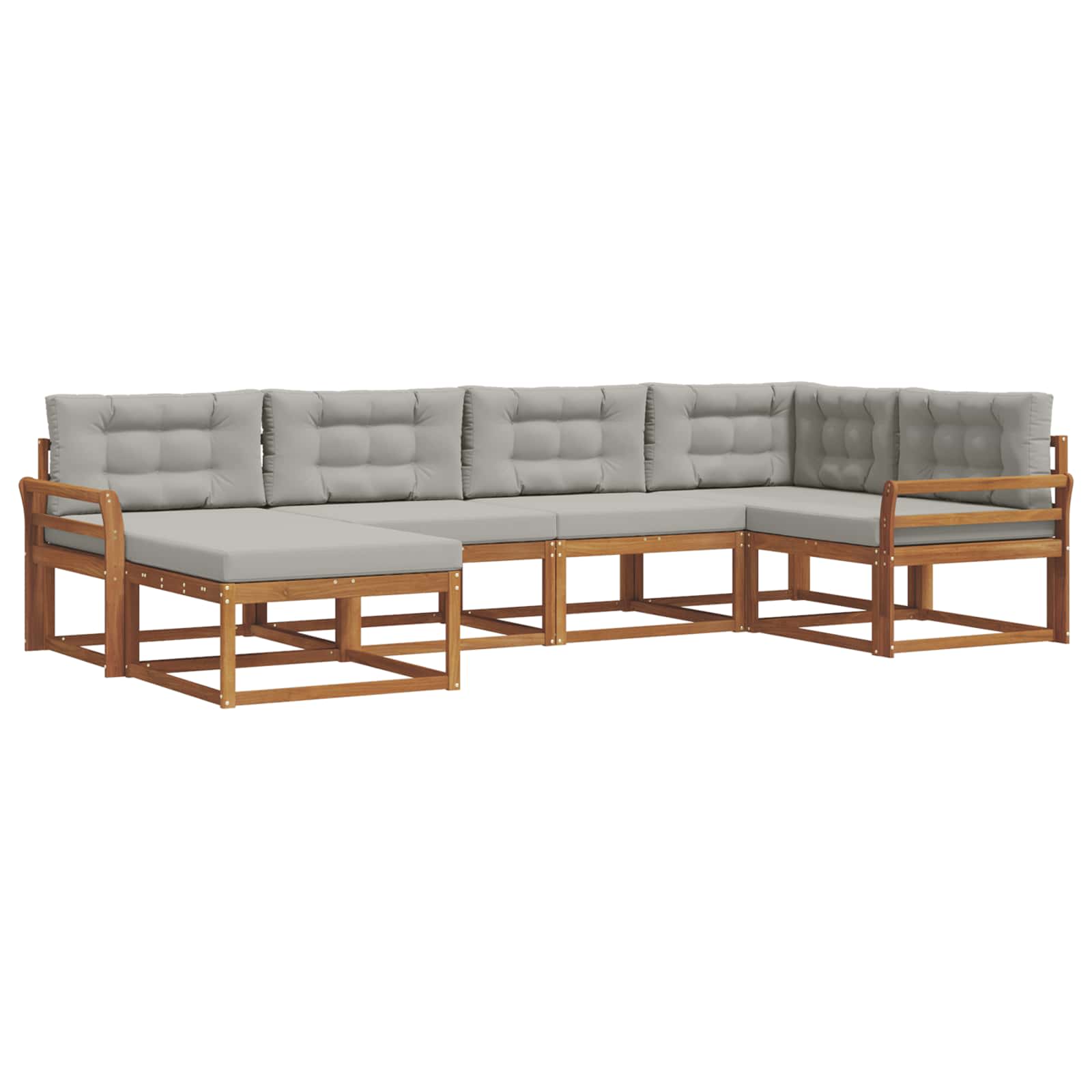Set vanjskih sofa s jastukom 6 pcs Prirodna i svjetlosiva