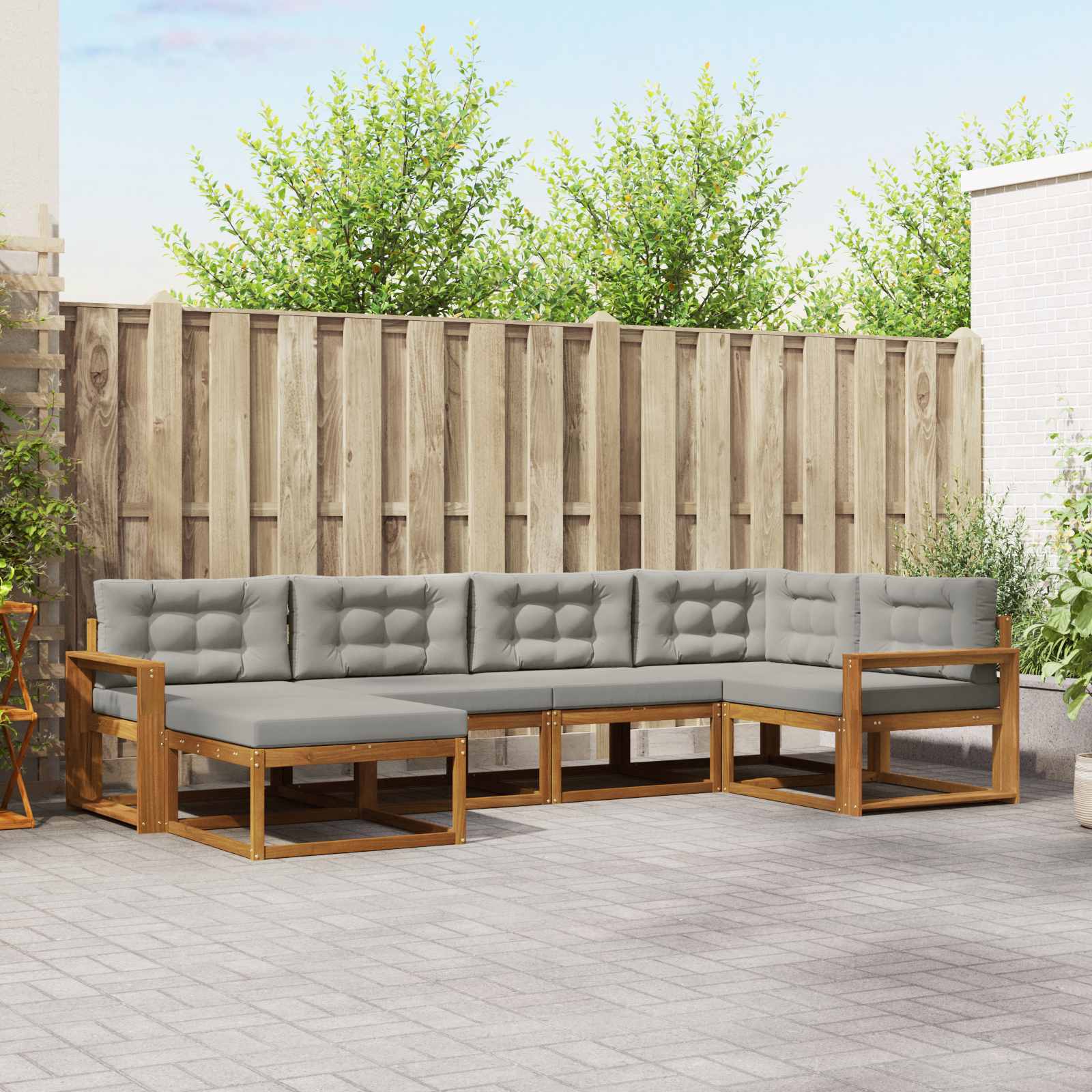 Set vanjskih sofa s jastukom 6 pcs Prirodna i svjetlosiva