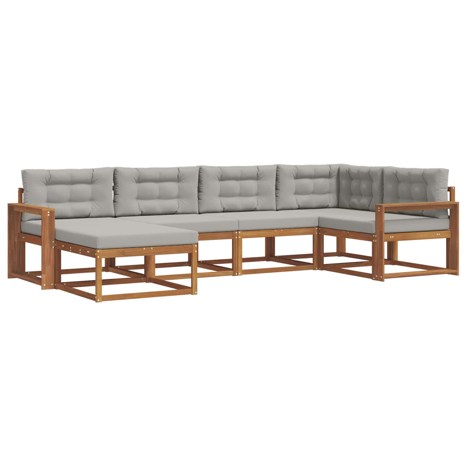 Set vanjskih sofa s jastukom 6 pcs Prirodna i svjetlosiva