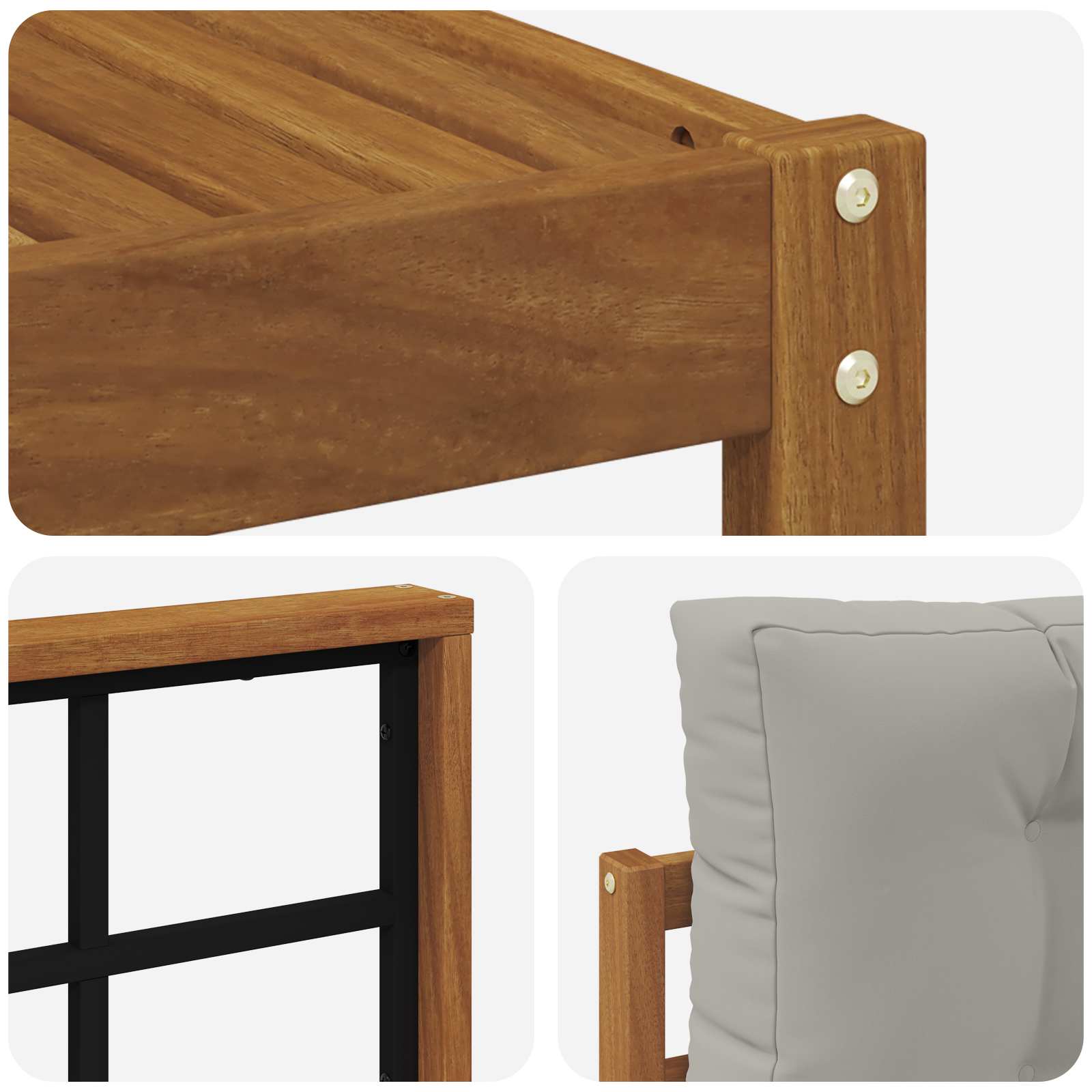 Set vanjskih sofa s jastukom 6 pcs Prirodna i svjetlosiva