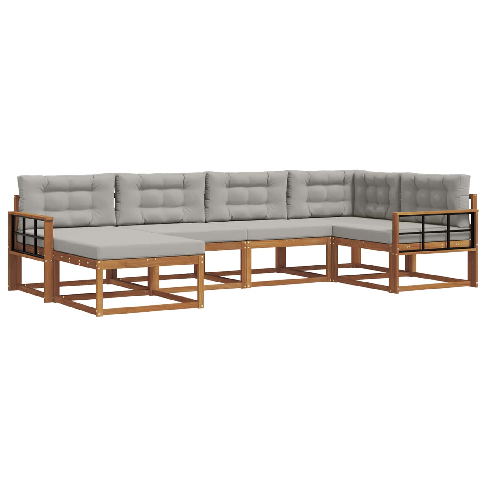 Set vanjskih sofa s jastukom 6 pcs Prirodna i svjetlosiva