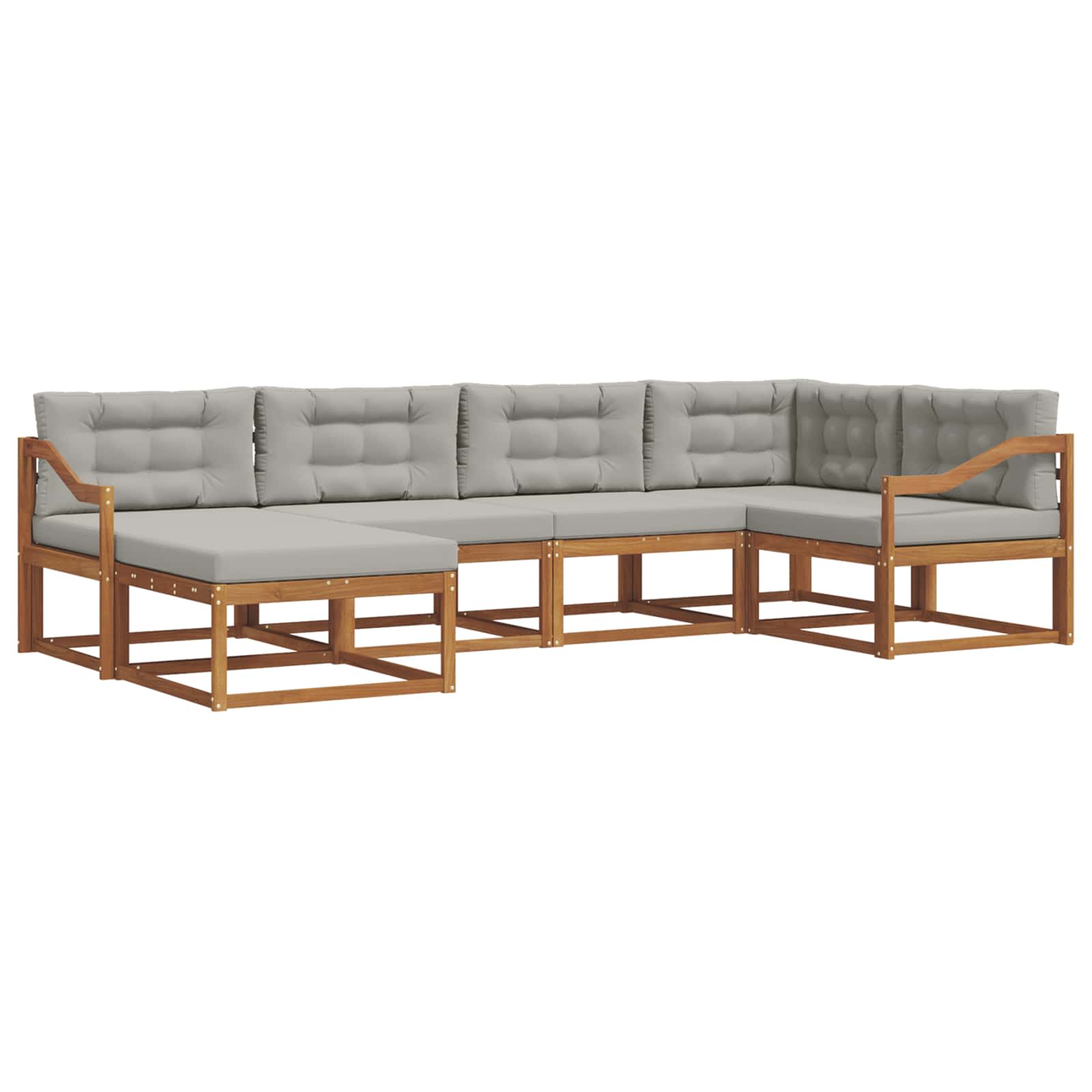Set vanjskih sofa s jastukom 6 pcs Prirodna i svjetlosiva