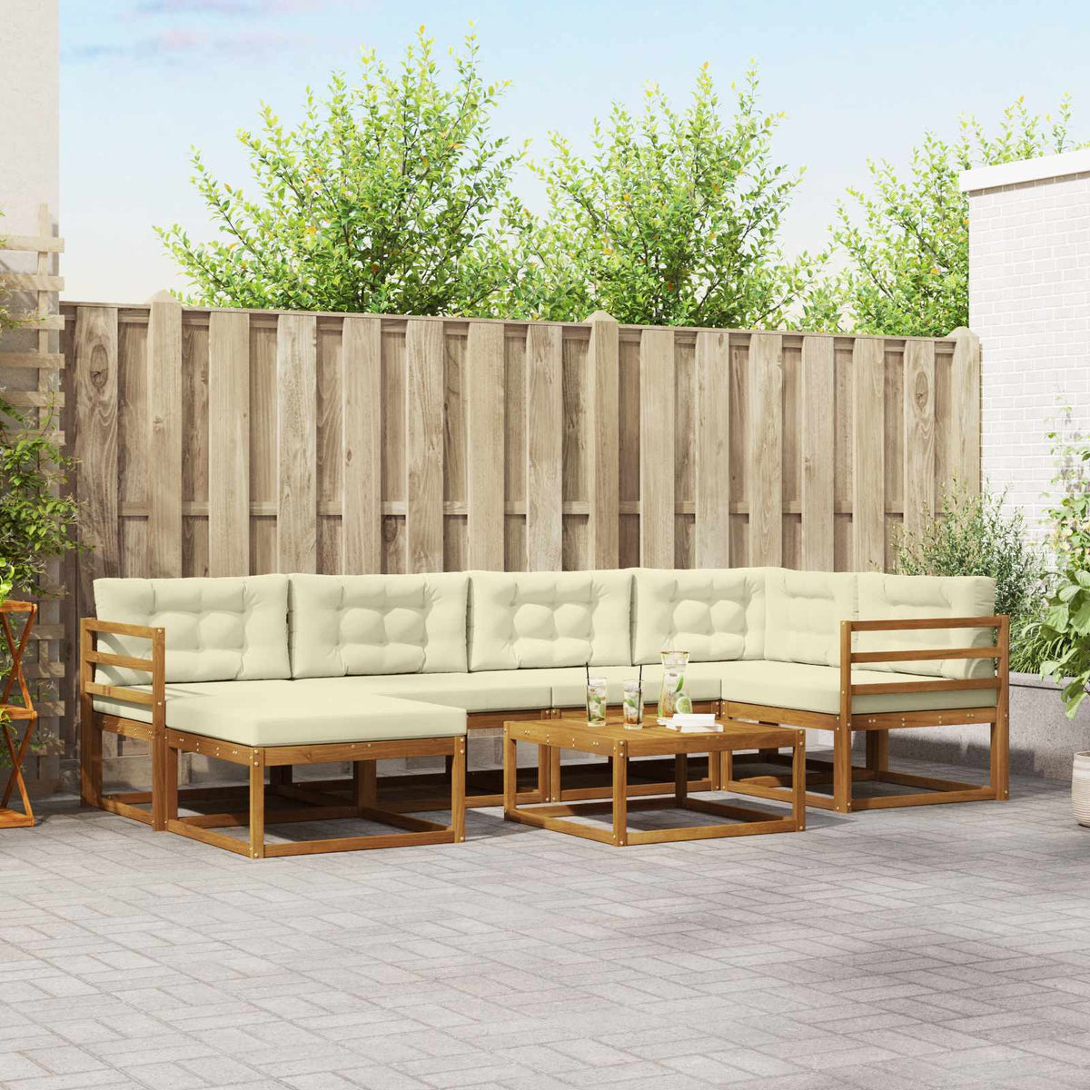 Set vanjskih sofa 7 kom. Prirodna i krem