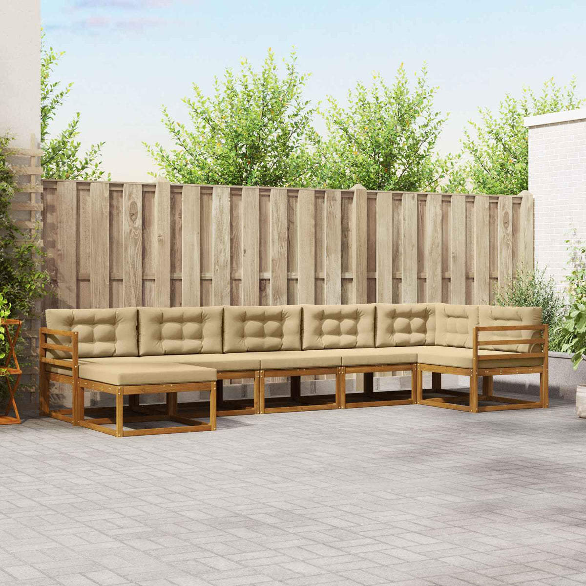 Set vanjskih sofa s jastukom 7 pcs Prirodna i bež