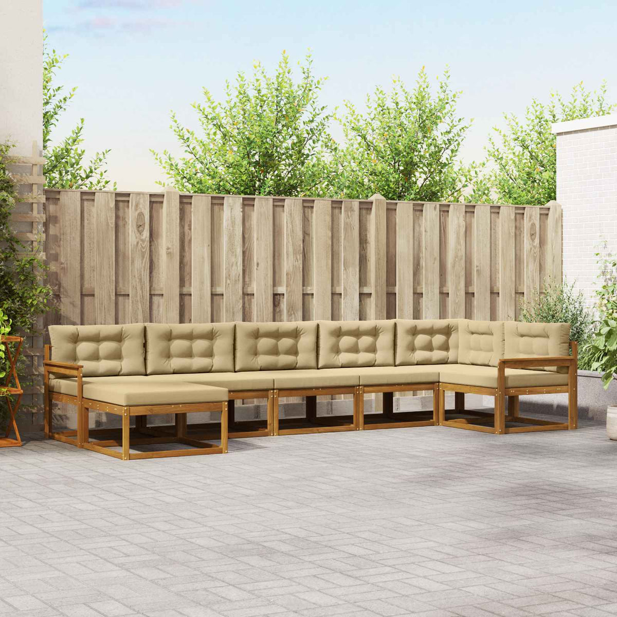 Set vanjskih sofa s jastukom 7 pcs Prirodna i bež