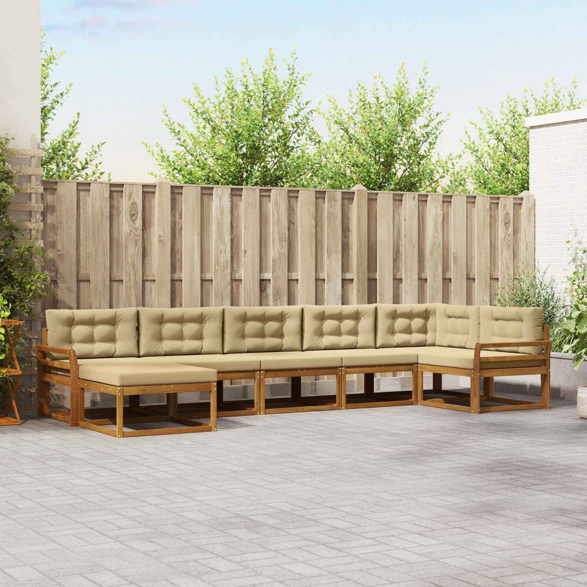 Set vanjskih sofa s jastukom 7 pcs Prirodna i bež