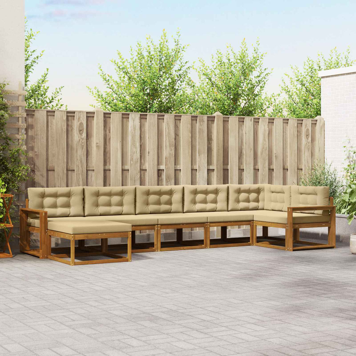 Set vanjskih sofa s jastukom 7 pcs Prirodna i bež