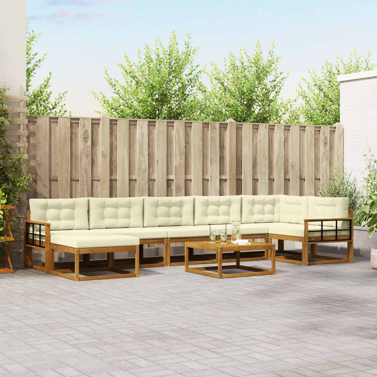 Set vanjskih sofa s jastukom 8 pcs Prirodna i krem