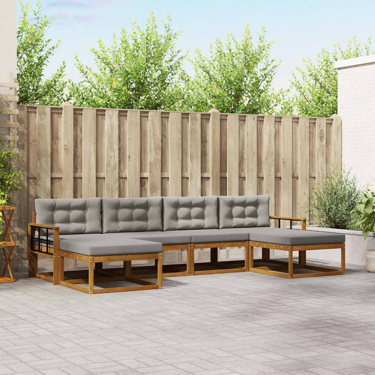 Set vanjskih sofa 6 kom. Prirodna i svijetlo siva