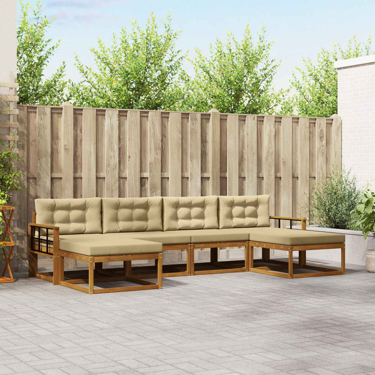 Set vanjskih sofa 6 kom. Prirodna i bež