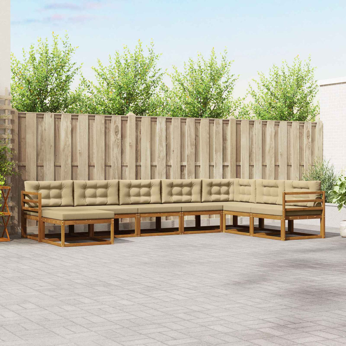 Set vanjskih sofa s jastukom 8 pcs Prirodna i bež