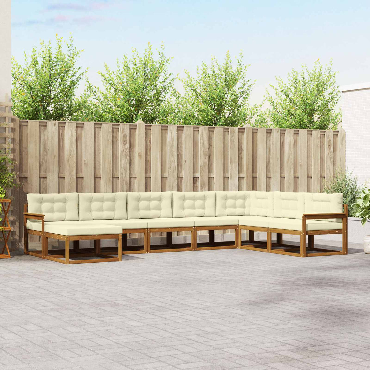 Set vanjskih sofa 8 kom. Prirodna i krem Smeđa 406 x 247,5 x 73 cm