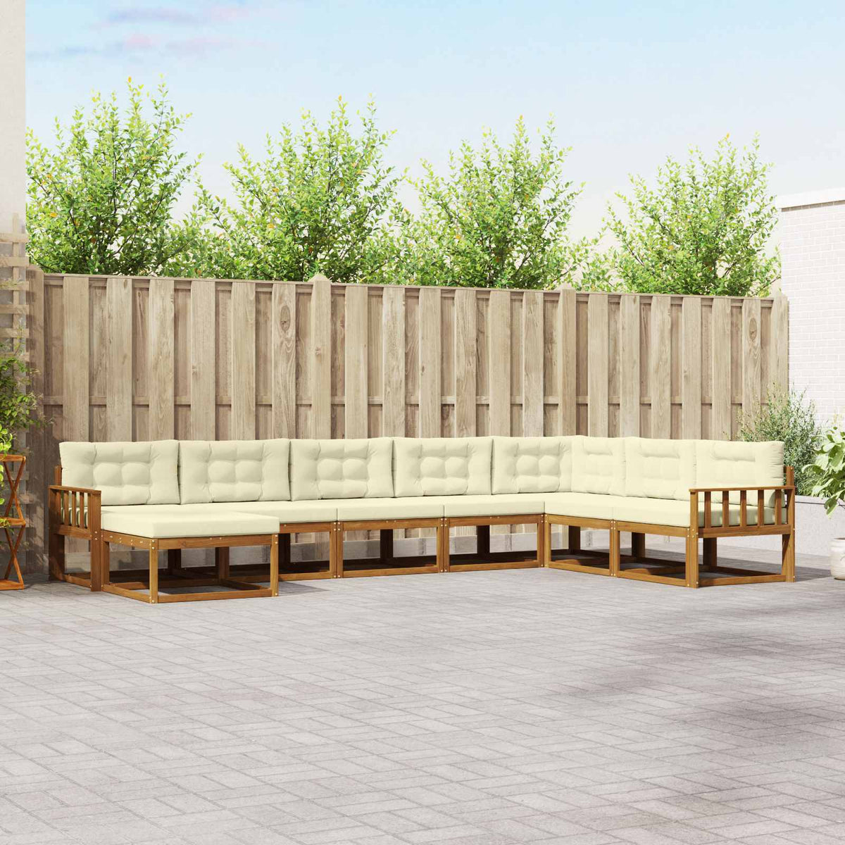 Set vanjskih sofa s jastukom 8 pcs Prirodna i krem