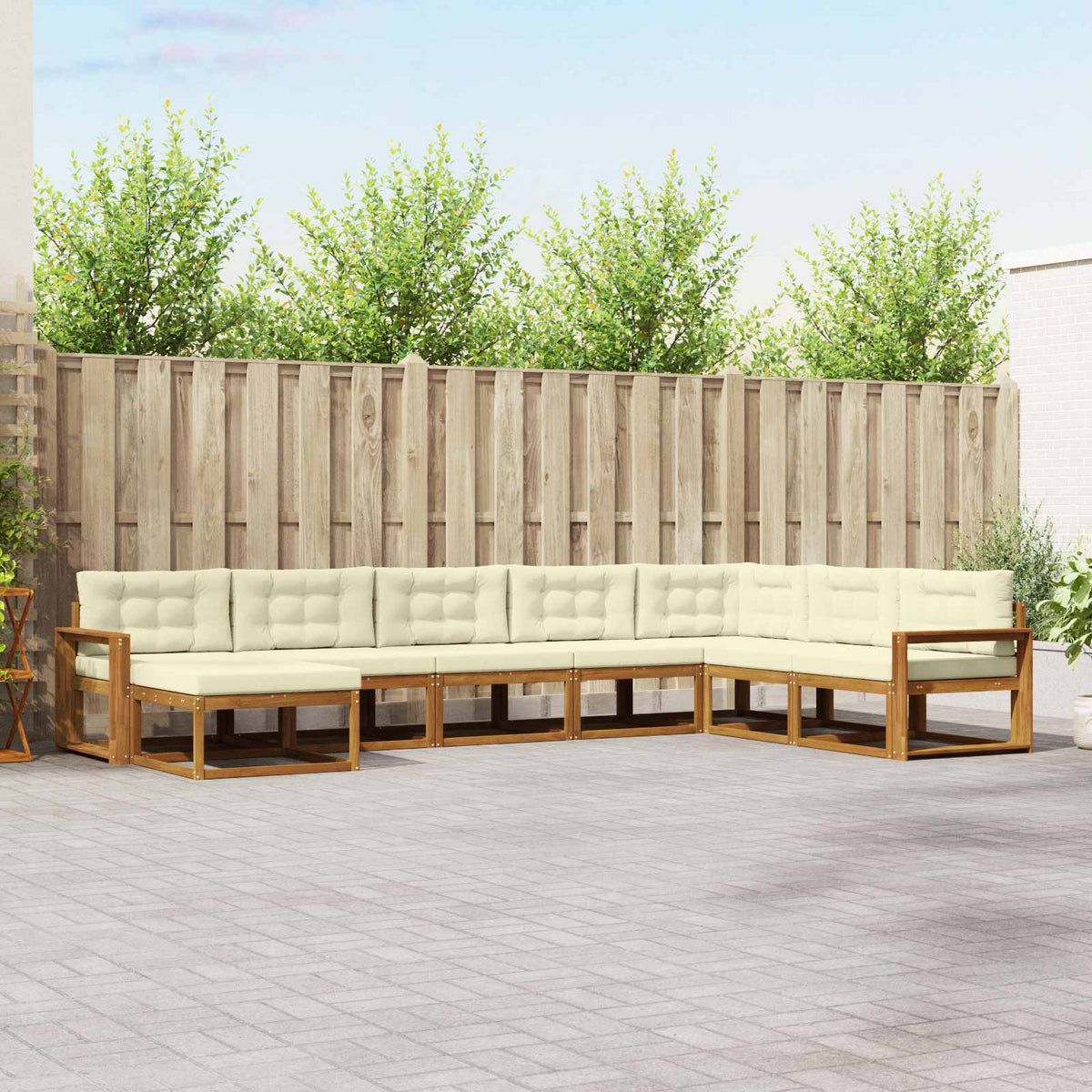 Set vanjskih sofa s jastukom 8 pcs Prirodna i krem