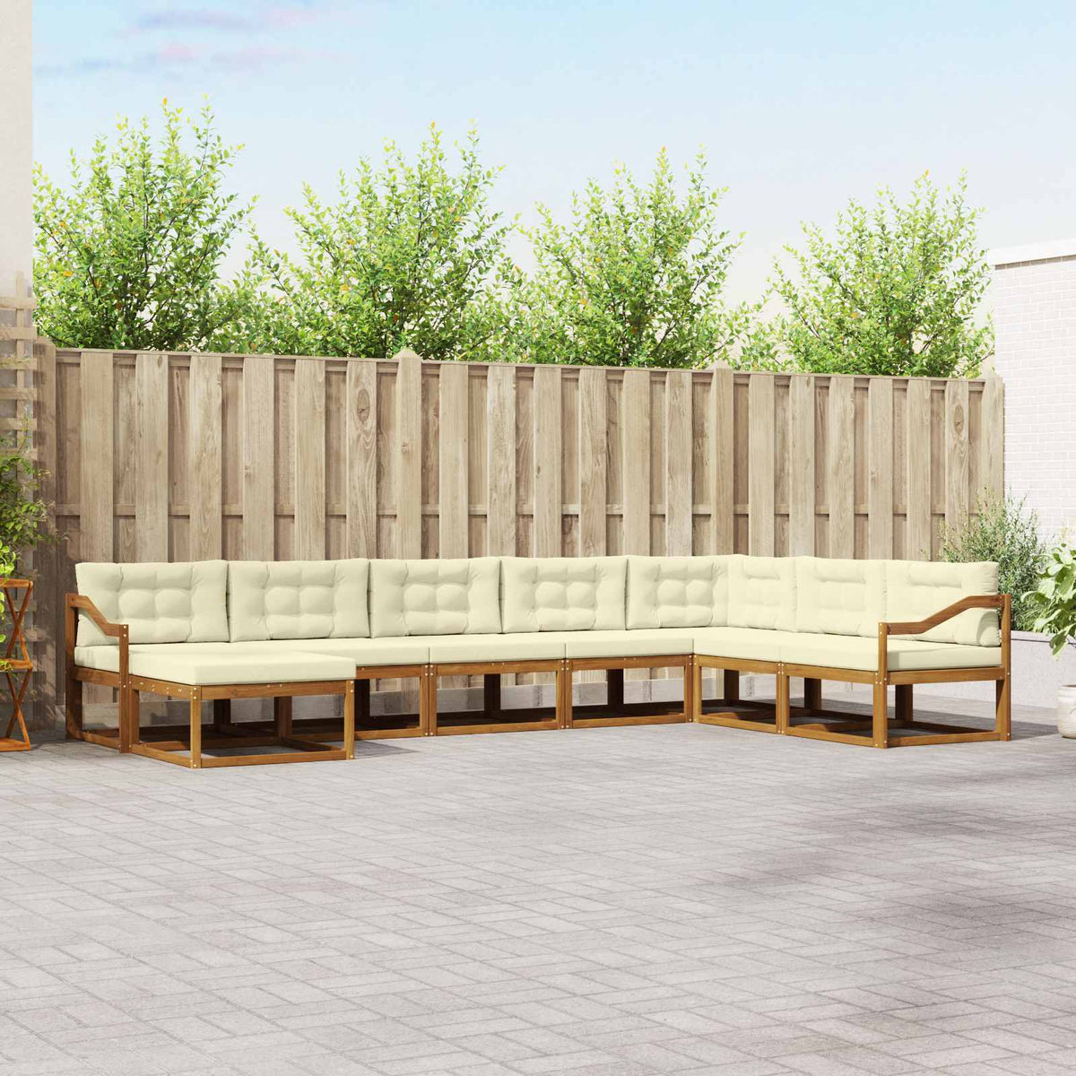 Set vanjskih sofa s jastukom 8 pcs Prirodna i krem