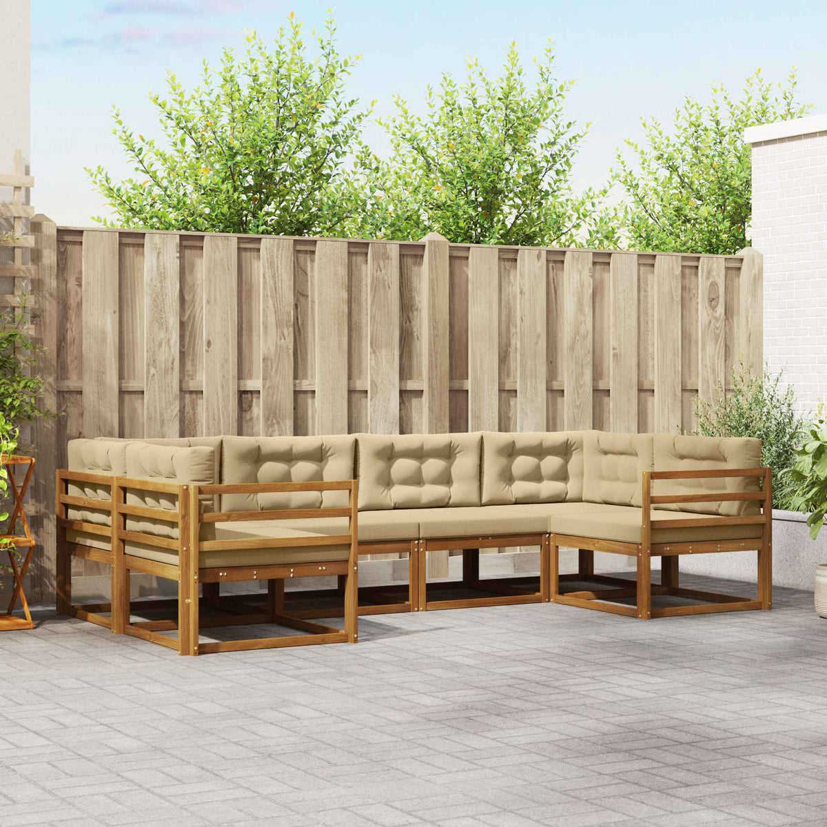 Set vanjskih sofa 6 kom. Prirodna i bež