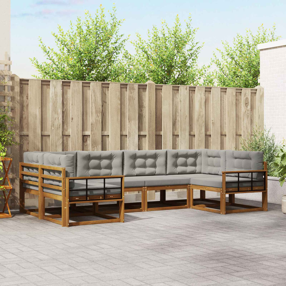 Set vanjskih sofa 6 kom. Prirodna i svijetlo siva