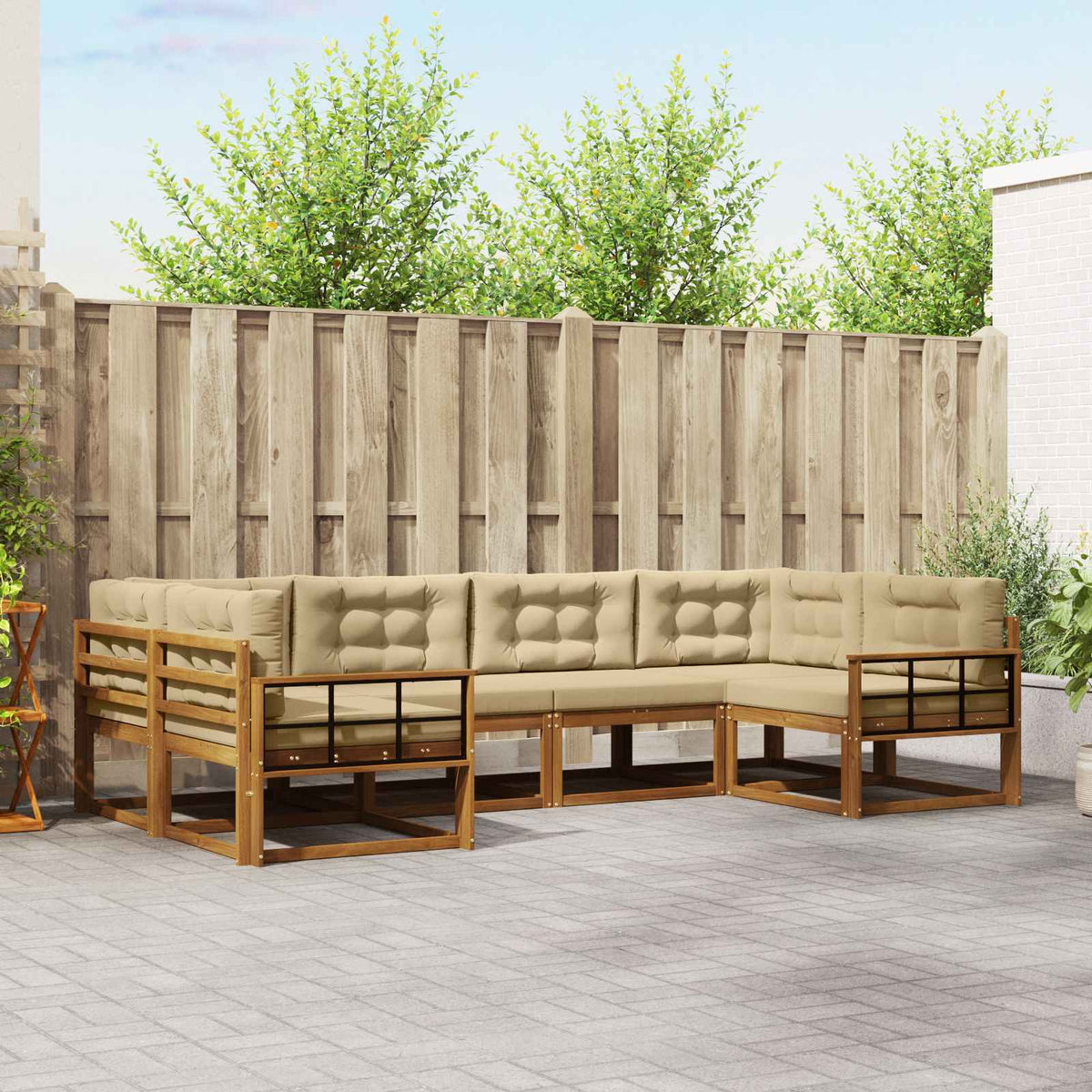 Set vanjskih sofa 6 kom. Prirodna i bež