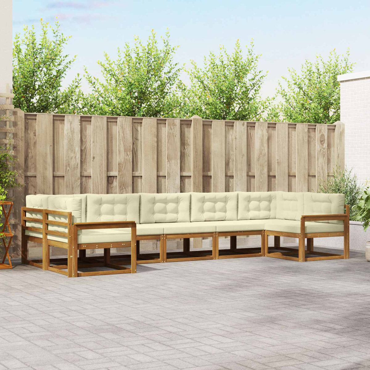 Set vanjskih sofa s jastukom 7 pcs Prirodna i krem