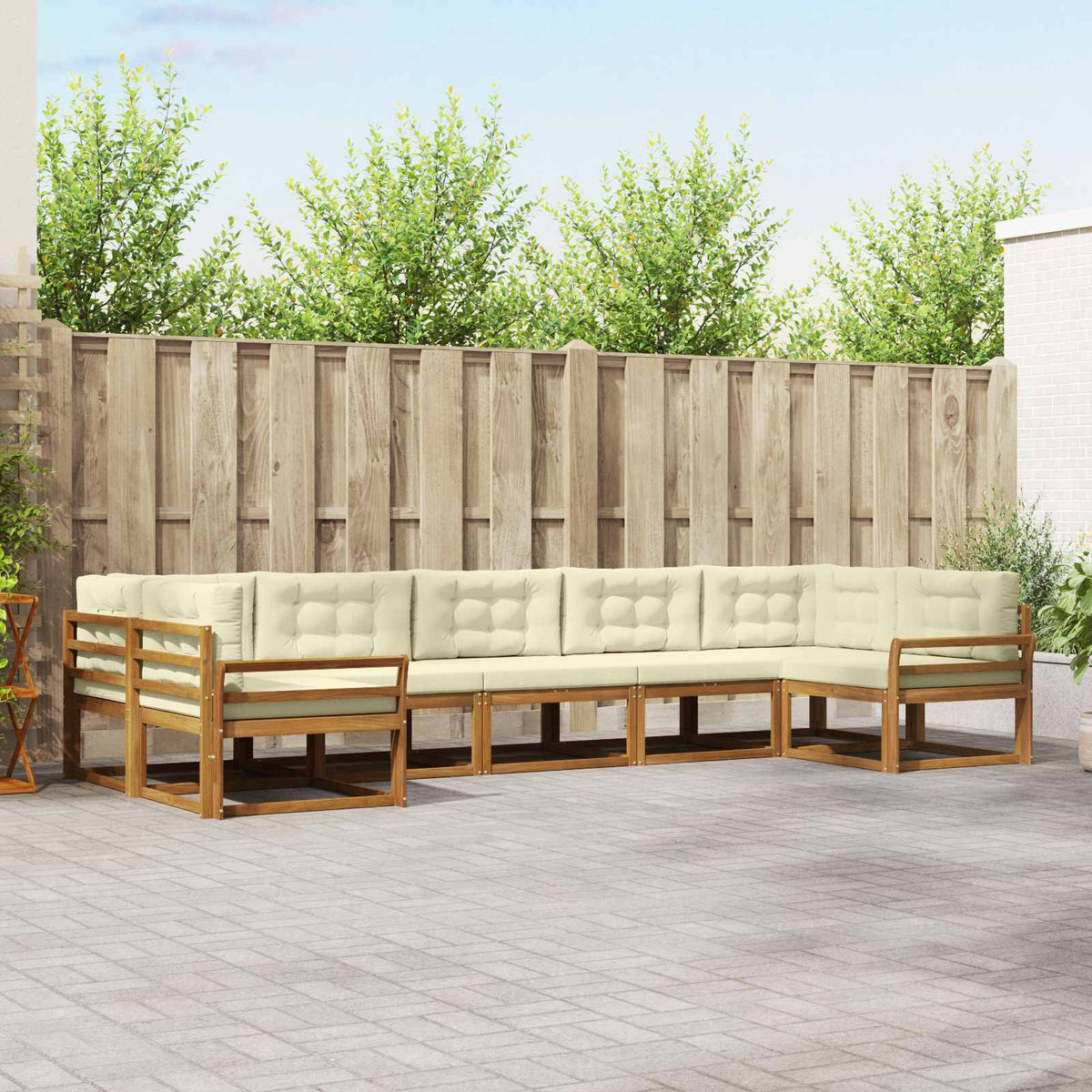 Set vanjskih sofa s jastukom 7 pcs Prirodna i krem