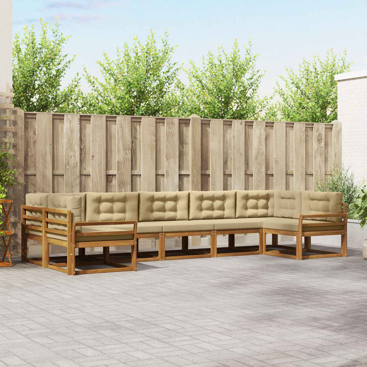 Set vanjskih sofa s jastukom 7 pcs Prirodna i bež
