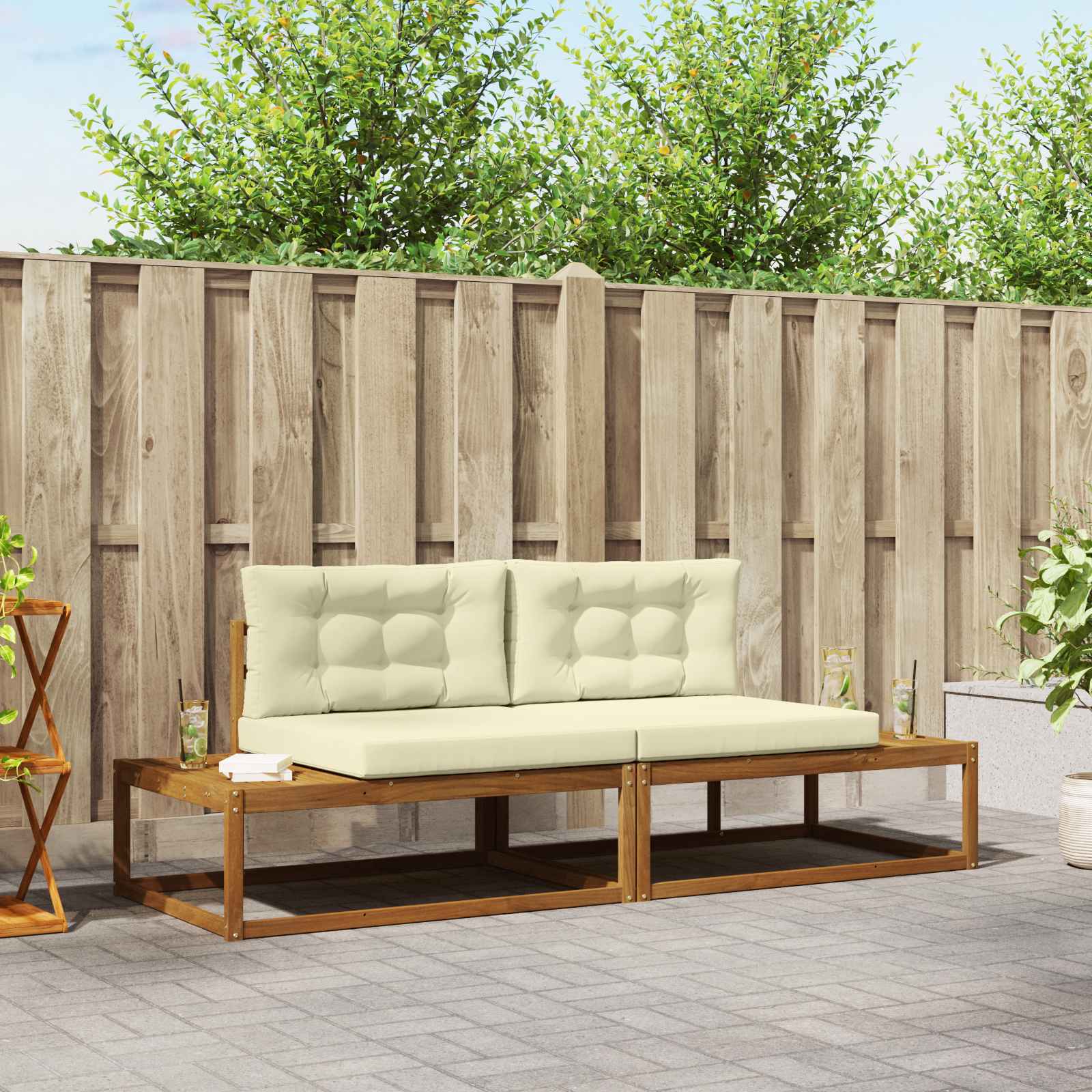 Set vanjskih sofa s jastukom Prirodna i krem