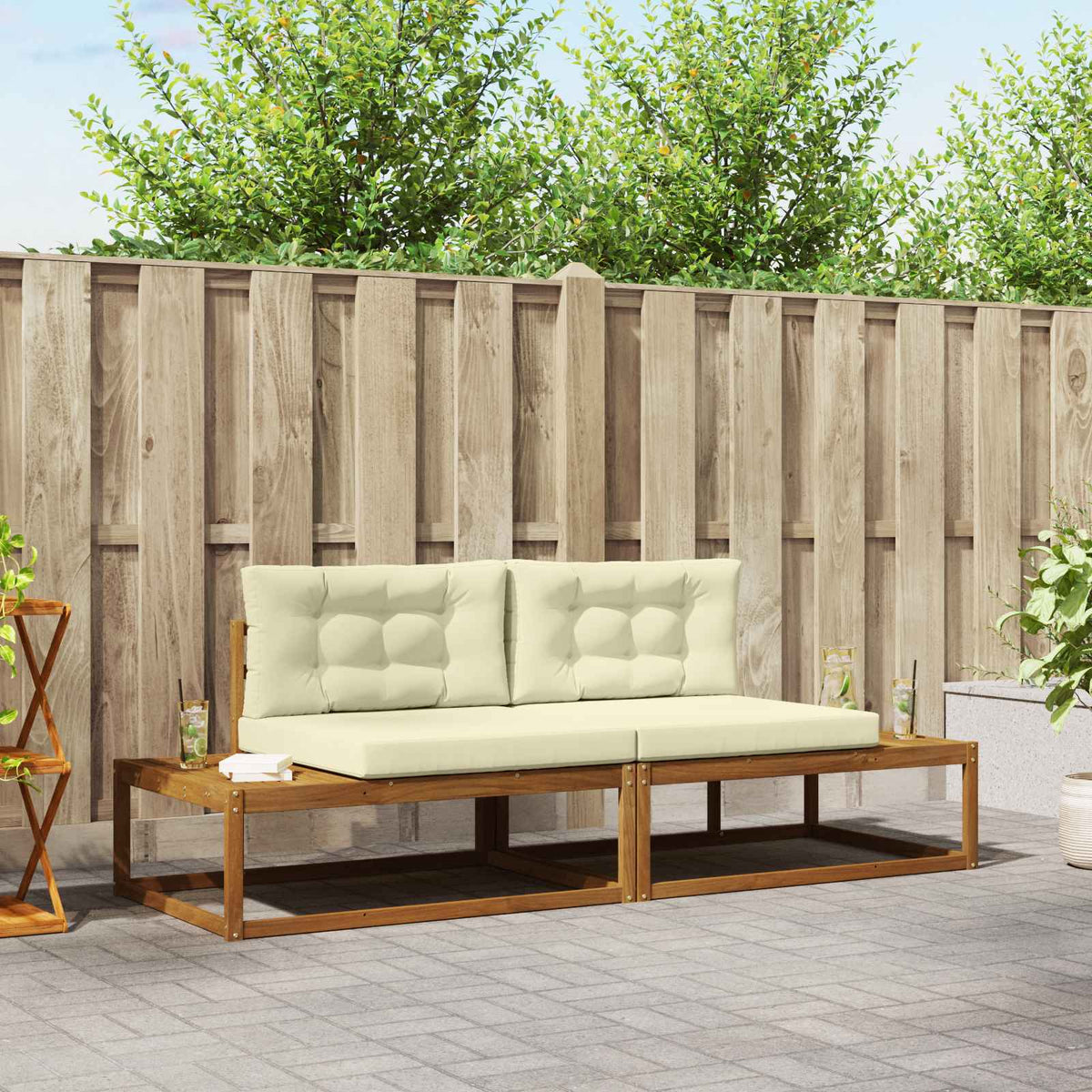 Set vanjskih sofa s jastukom Prirodna i krem