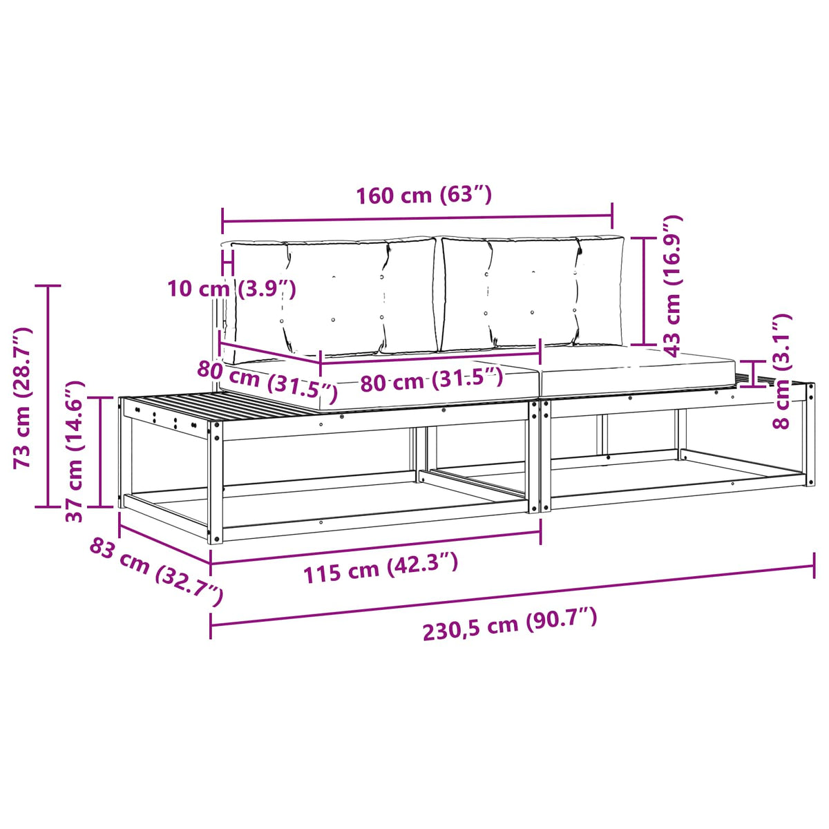 Set vanjskih sofa s jastukom Prirodna i krem