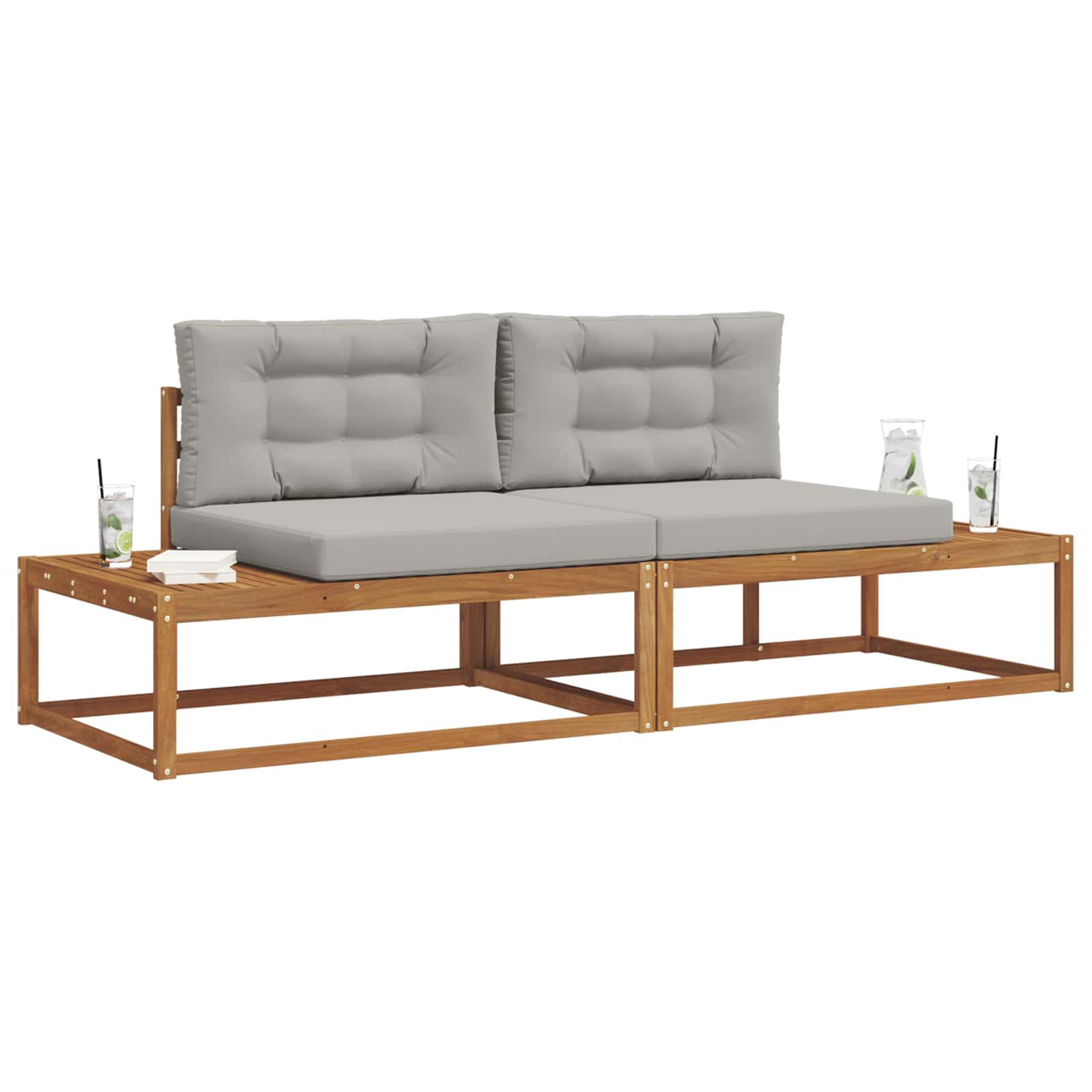 Set vanjskih sofa s jastukom Prirodna i svijetlo siva
