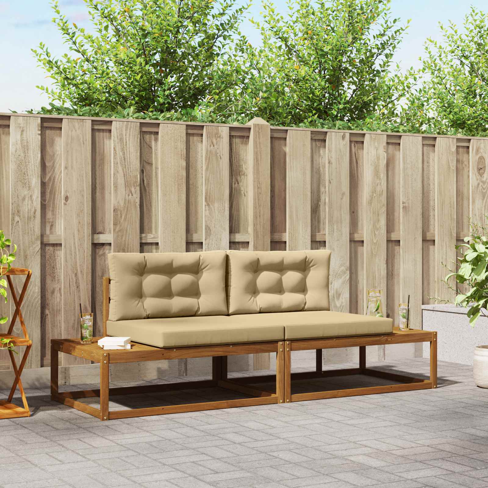 Set vanjskih sofa s jastukom Prirodna i bež
