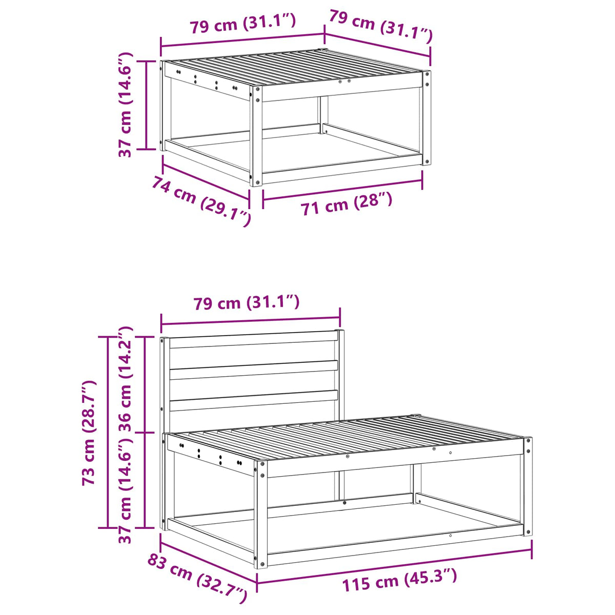 Set vanjskih sofa Prirodna Čvrsto drvo akacije