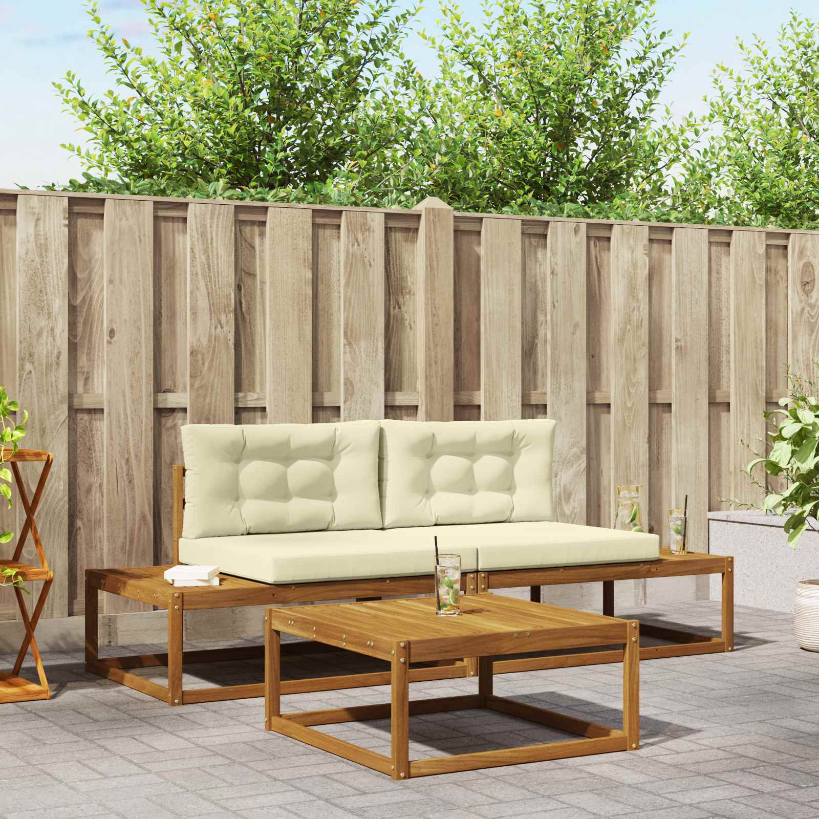 Set vanjskih sofa s jastukom Prirodna i krem