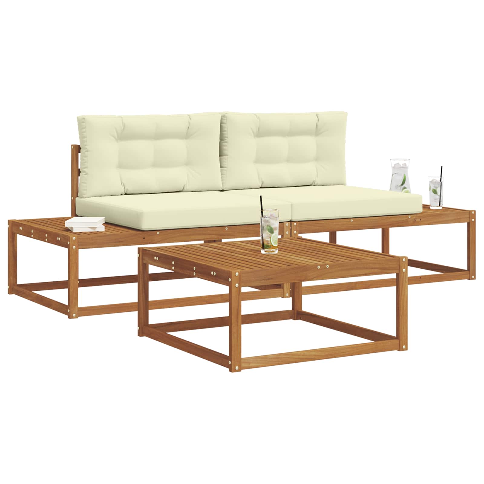 Set vanjskih sofa s jastukom Prirodna i krem