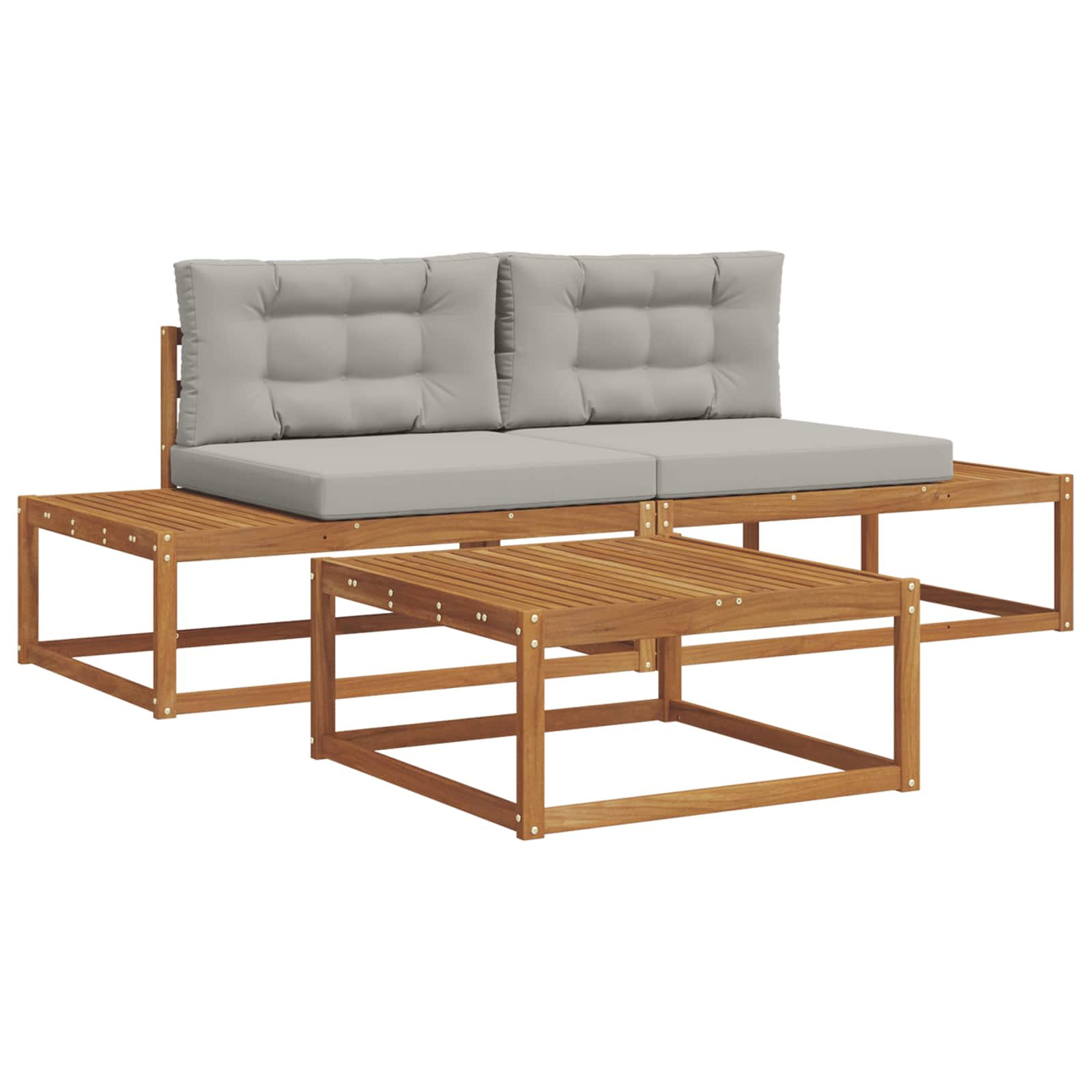 Set vanjskih sofa s jastukom Prirodna i svijetlo siva