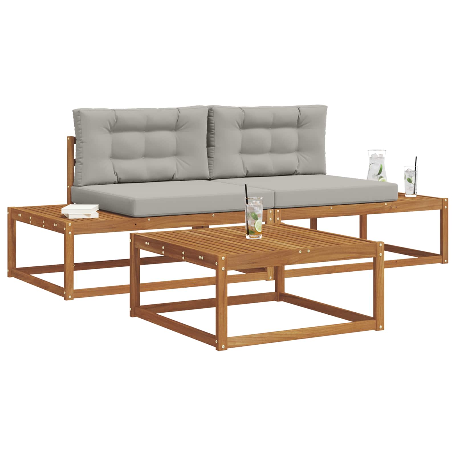 Set vanjskih sofa s jastukom Prirodna i svijetlo siva