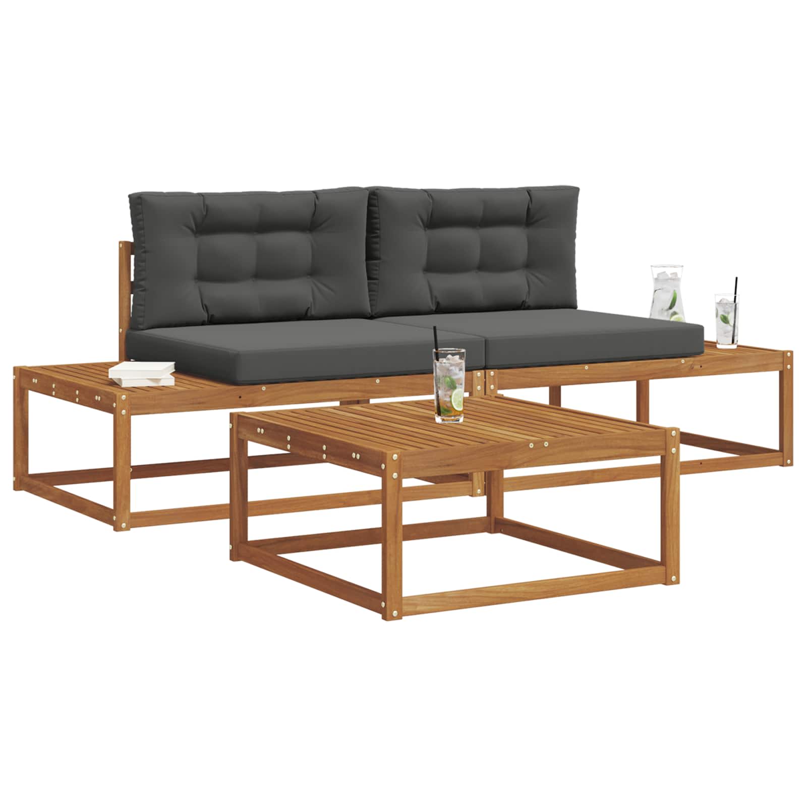 Set vanjskih sofa s jastukom Prirodna i antracit