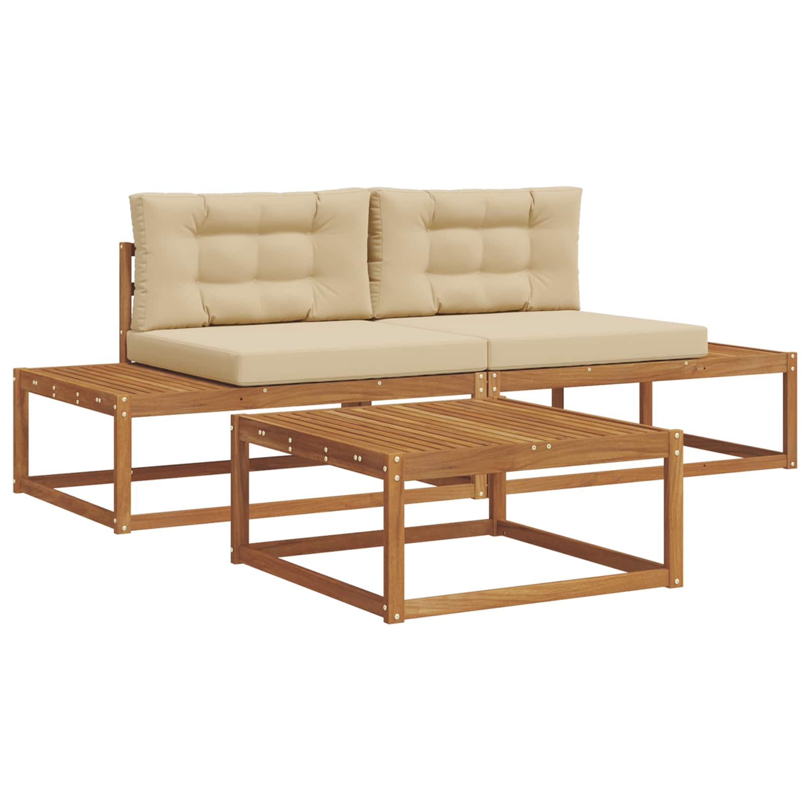 Set vanjskih sofa s jastukom Prirodna i bež