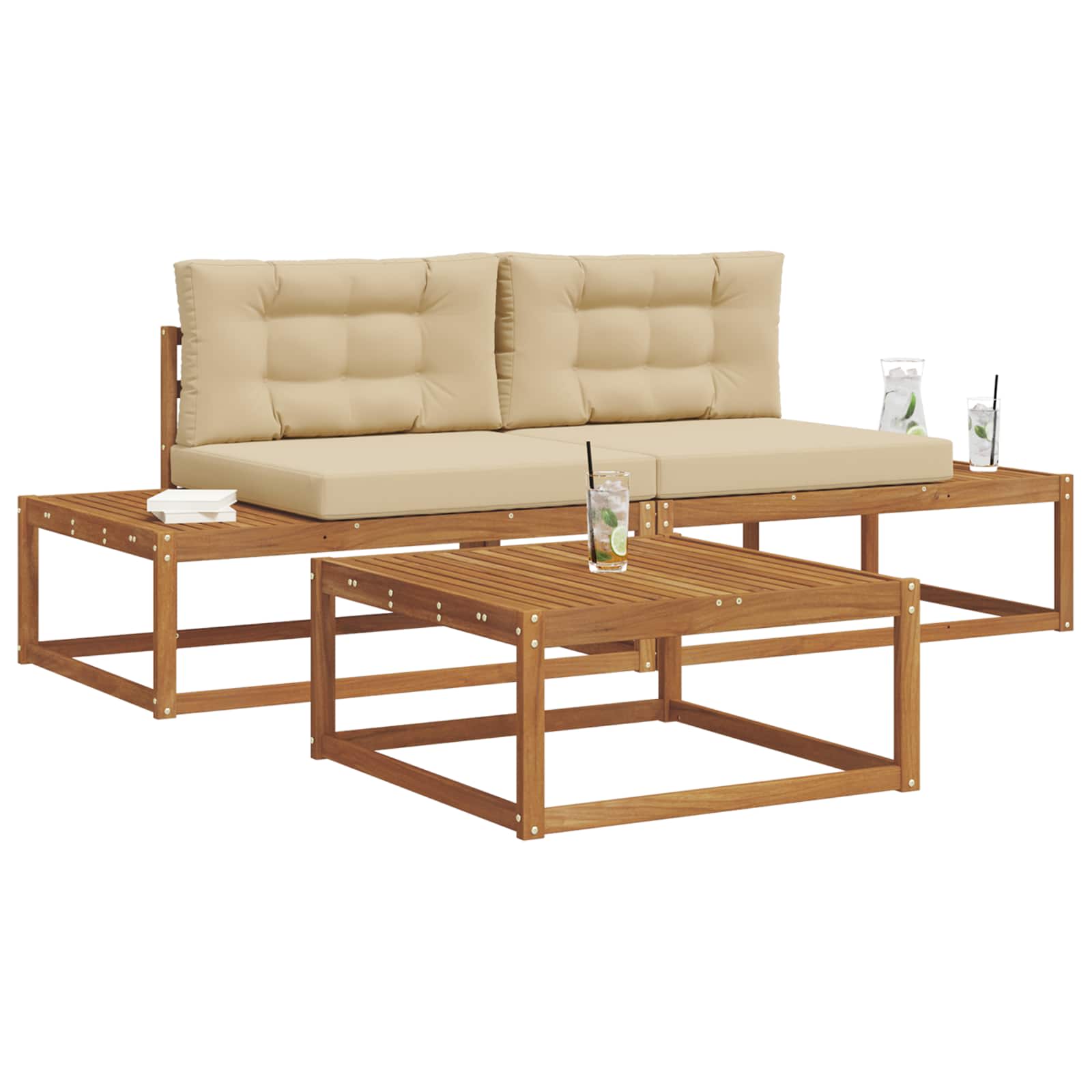 Set vanjskih sofa s jastukom Prirodna i bež