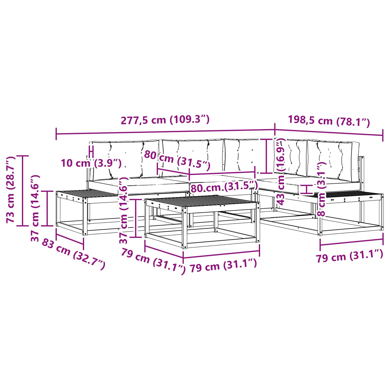 Set vanjskih sofa Prirodna i antracit