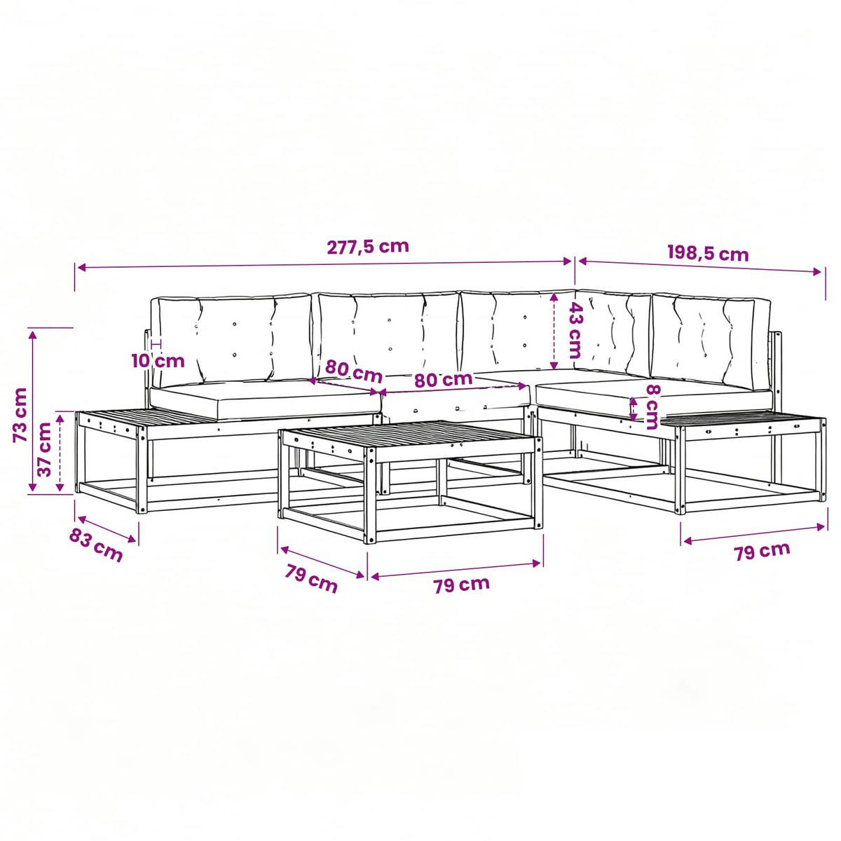 Set vanjskih sofa Prirodna i bež